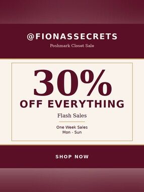 @Fionassecrets Flash Sales 30% Off Every Item. One Week Sales. Shop Now.